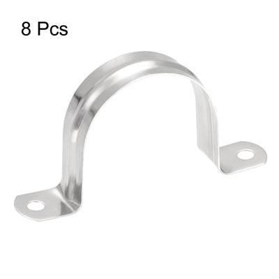 Harfington Uxcell Rigid Pipe Strap, 2 Hole Tube Straps 201 Stainless Steel Tension Tube Clip Clamp 8pcs