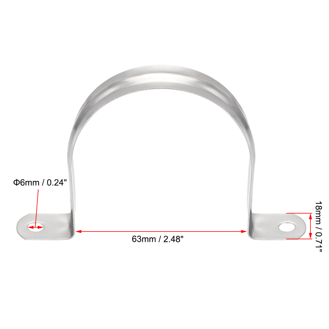 uxcell Uxcell Rigid Pipe Strap, 2 Hole Tube Straps 201 Stainless Steel Tension Tube Clip Clamp 8pcs