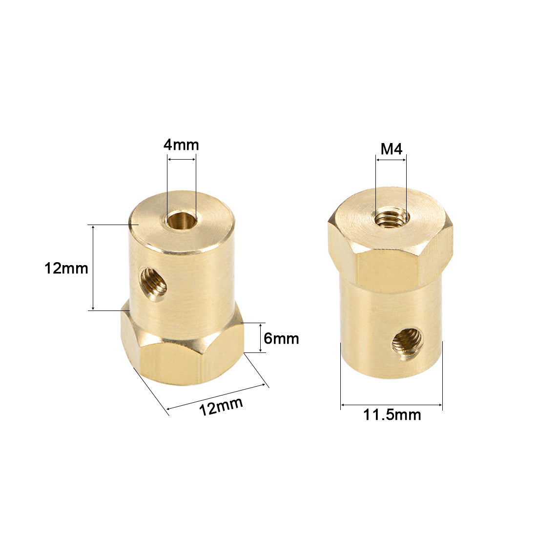 Harfington Hex Coupler Bore Motor Hex Brass Shaft Coupling Flexible Connectors for Car Wheels Tires Shaft Motor