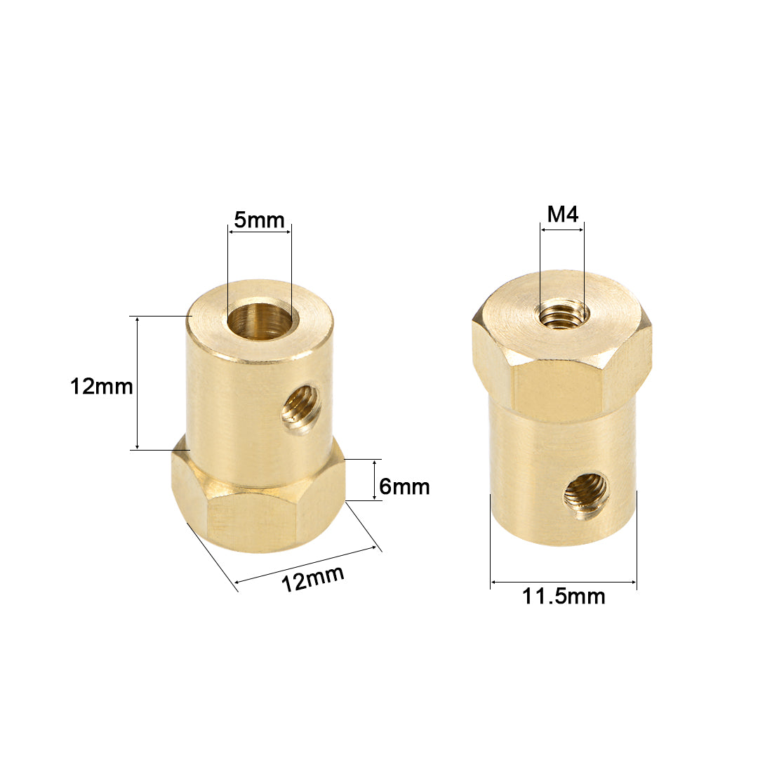 Harfington Hex Coupler Bore Motor Hex Brass Shaft Coupling Flexible Connectors for Car Wheels Tires Shaft Motor