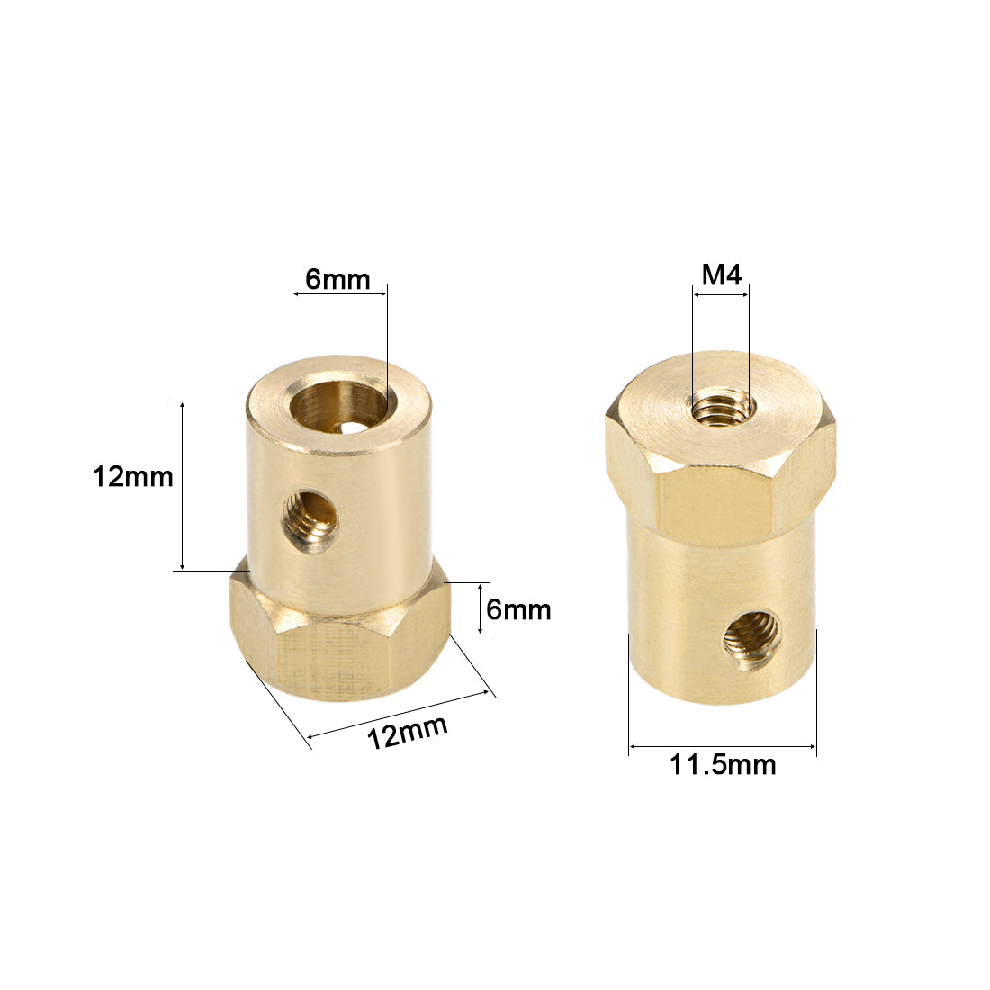 Harfington Hex Coupler Bore Motor Hex Brass Shaft Coupling Flexible Connectors for Car Wheels Tires Shaft Motor