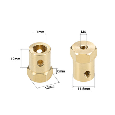 Harfington Hex Coupler Bore Motor Hex Brass Shaft Coupling Flexible Connectors for Car Wheels Tires Shaft Motor