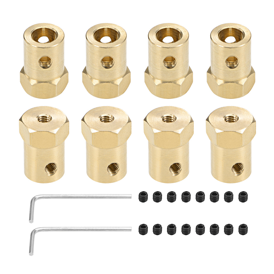 Harfington Hex Coupler Bore Motor Hex Brass Shaft Coupling Flexible Connectors for Car Wheels Tires Shaft Motor