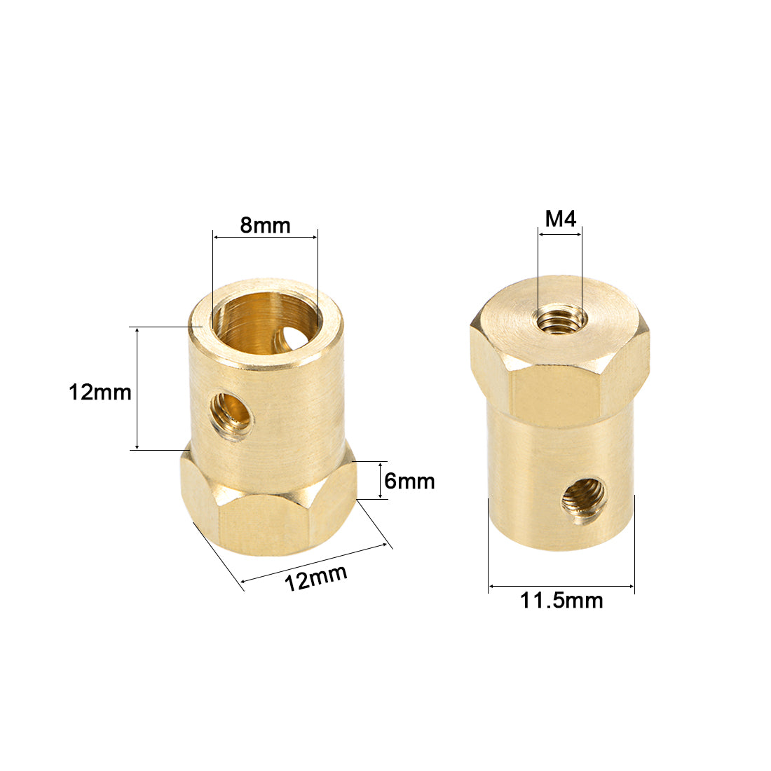 Harfington Hex Coupler Bore Motor Hex Brass Shaft Coupling Flexible Connectors for Car Wheels Tires Shaft Motor