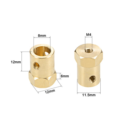 Harfington Hex Coupler Bore Motor Hex Brass Shaft Coupling Flexible Connectors for Car Wheels Tires Shaft Motor