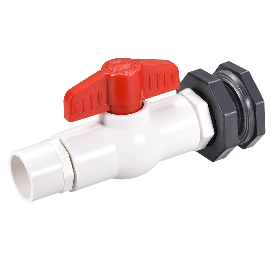 Uxcell Uxcell PVC Ball Valve Connector Spigot Kit G1, with Bulkhead, White Grey Red