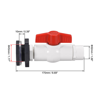 Harfington Uxcell PVC Ball Valve Connector Spigot Kit G1, with Bulkhead, White Grey Red