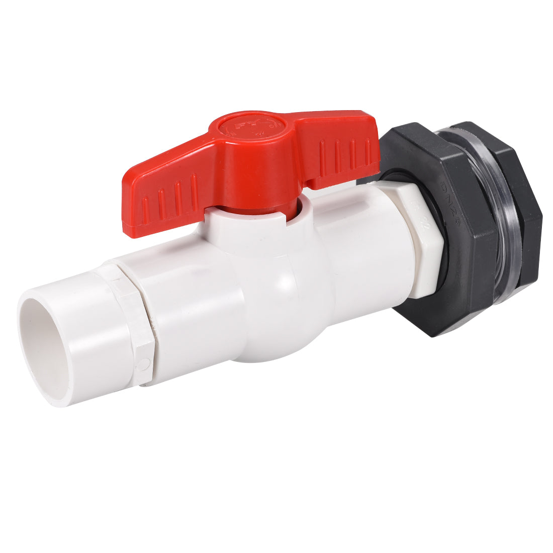 Uxcell Uxcell PVC Ball Valve Connector Spigot Kit G1, with Bulkhead, White Grey Red