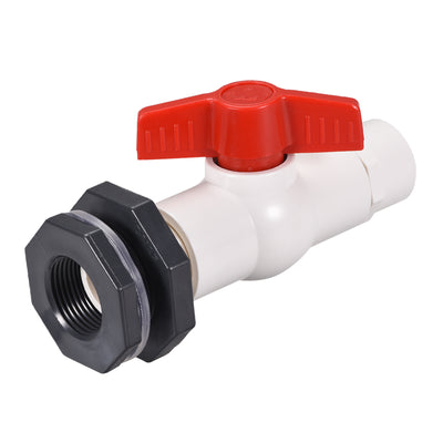 Harfington Uxcell PVC Ball Valve Connector Spigot Kit G1, with Bulkhead, White Grey Red