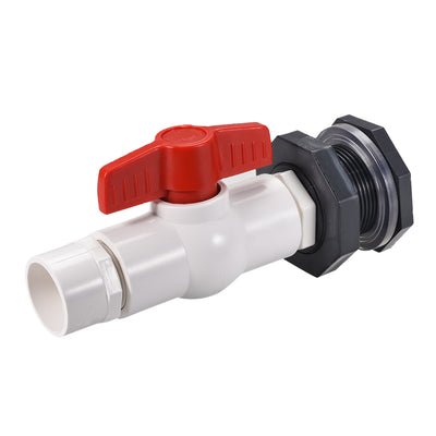 Harfington Uxcell PVC Ball Valve Connector Spigot Kit G1 Lengthen, with Bulkhead, Grey White Red