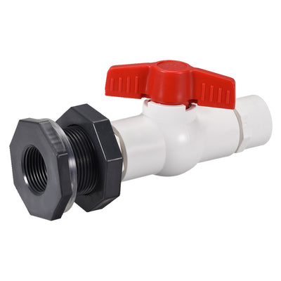 Harfington Uxcell PVC Ball Valve Connector Spigot Kit G1 Lengthen, with Bulkhead, Grey White Red