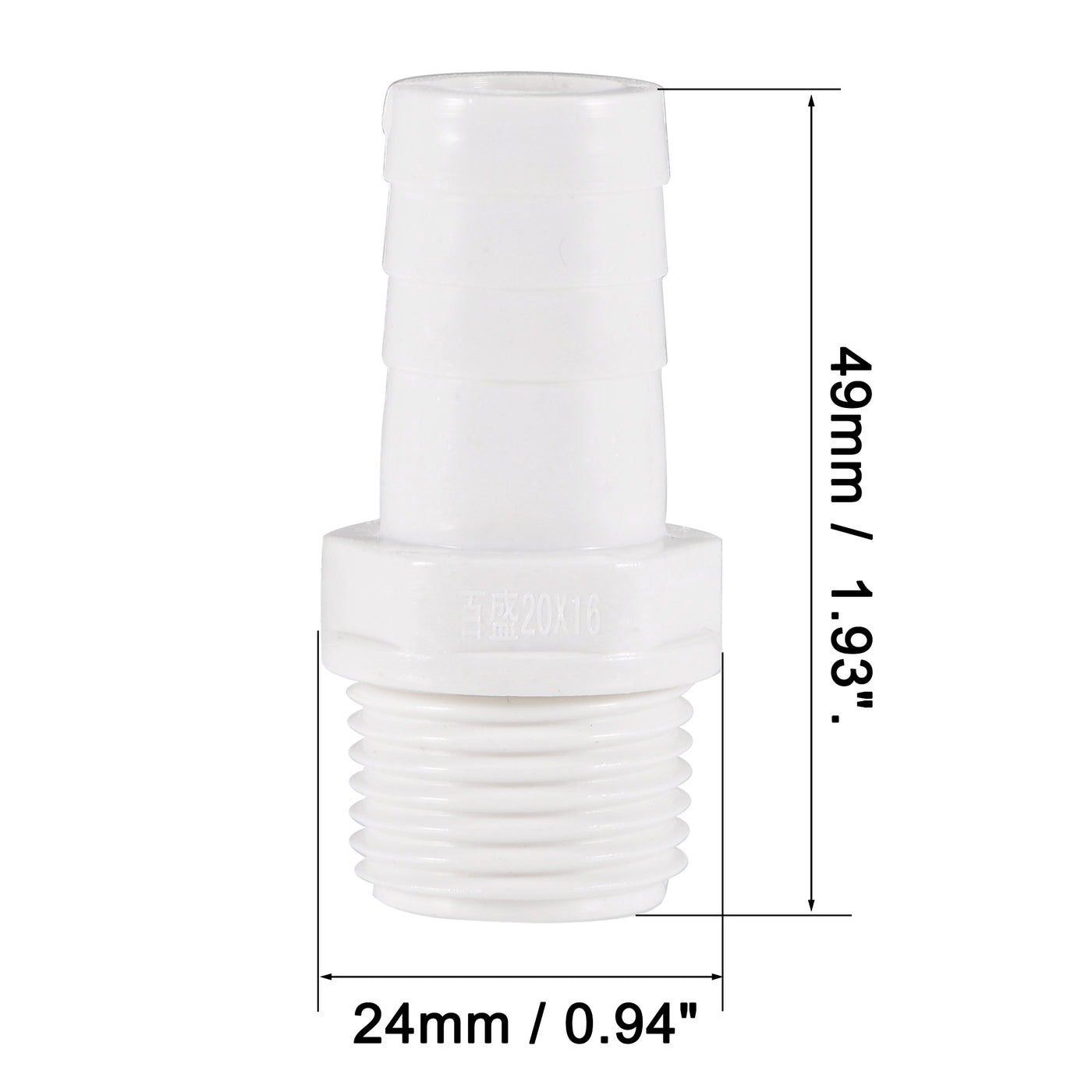 uxcell Uxcell PVC Tube Fitting Adapter 16mm Barbed x G1/2 Male White for Aquariums, Water Tanks, Tubs, Pools 2Pcs