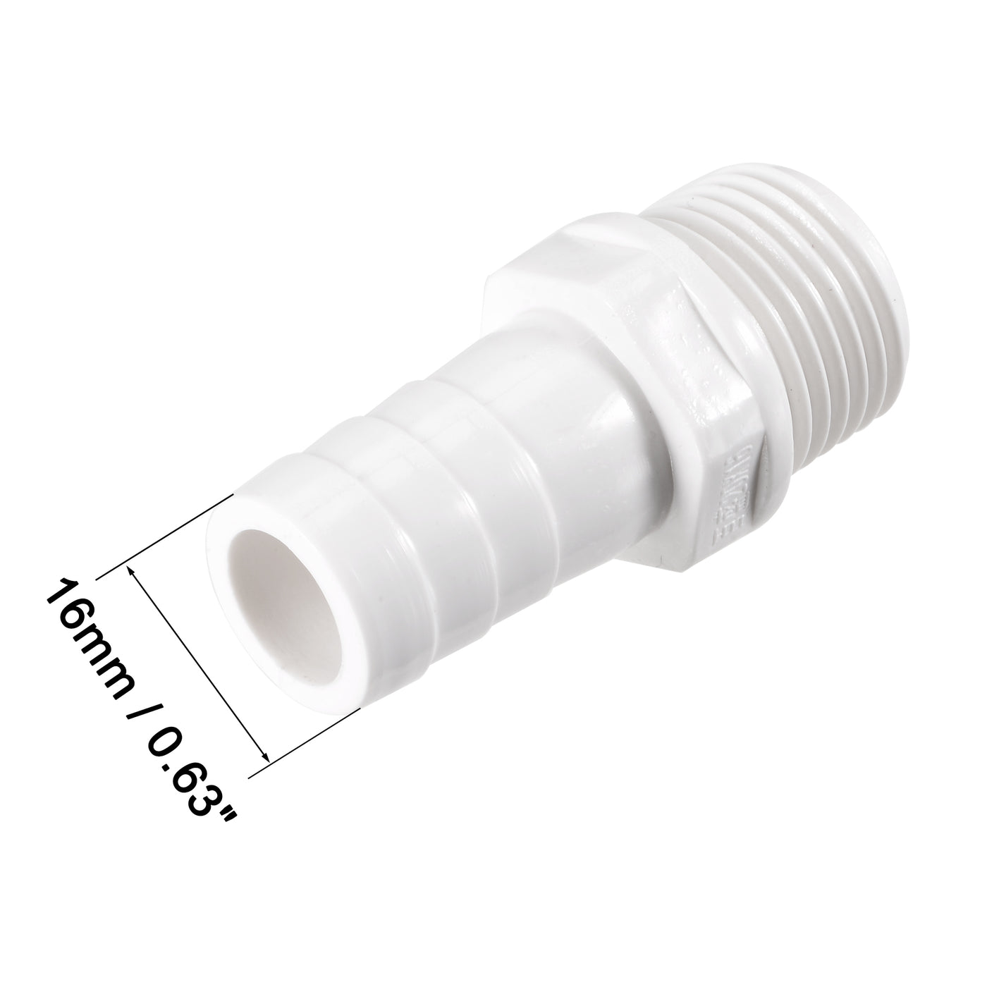 uxcell Uxcell PVC Tube Fitting Adapter 16mm Barbed x G1/2 Male White for Aquariums, Water Tanks, Tubs, Pools 2Pcs