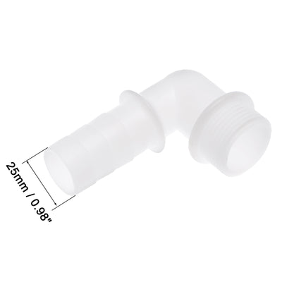 Harfington Uxcell PVC Tube Fitting 90 Degree Elbow Adapter 25mm Barbed x G1 Male White for Aquariums, Water Tanks, Tubs, Pools