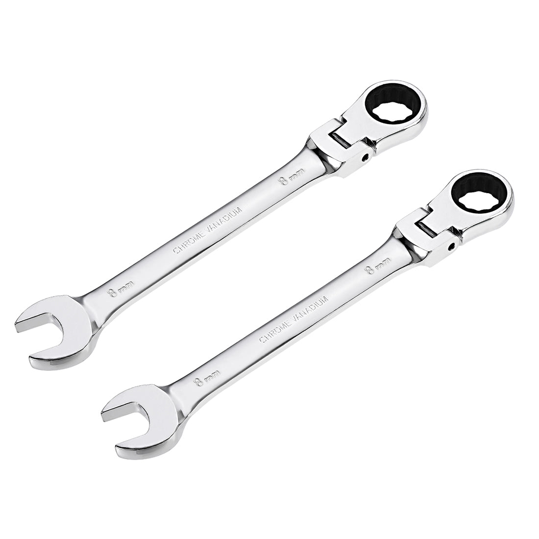 uxcell Uxcell Flex-Head Ratcheting Combination Wrench Metric 72 Teeth 12 Point Ratchet Box Ended Spanner Tool, Cr-V