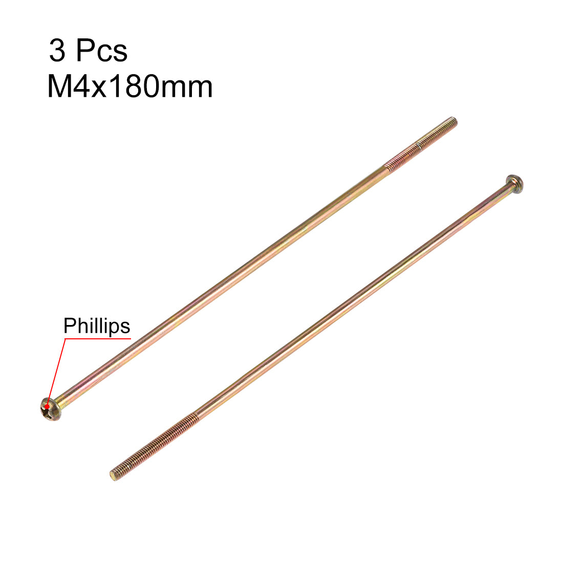 uxcell Uxcell Male Thread Phillips Pan Head Bolt Screw for Double Bed Furniture TV Rack Wall Hanging 3pcs