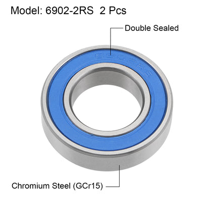 Harfington Uxcell Deep Groove Ball Bearing Thin Section Double Seal Chrome Steel Blue Cover