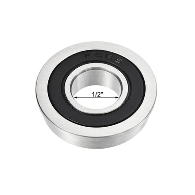 Harfington Uxcell FR8-2RS Flange Ball Bearing 1/2"x1-1/8"x5/16" Double Sealed Chrome Steel Bearing 2pcs