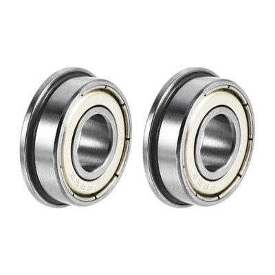 Harfington Uxcell FR6ZZ Flange Ball Bearing 3/8"x7/8"x9/32" Shielded Chrome Steel Bearings 2pcs