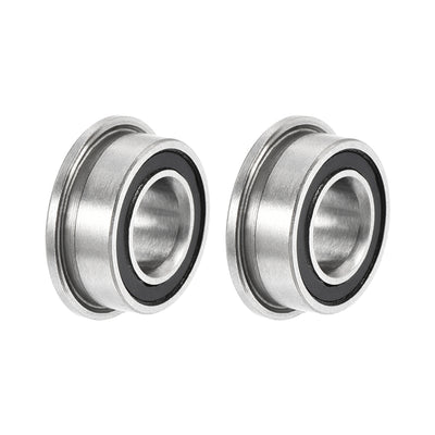 uxcell Uxcell MF105-2RS Flange Ball Bearing 5x10x4mm Double Sealed Chrome Steel Bearing 2pcs