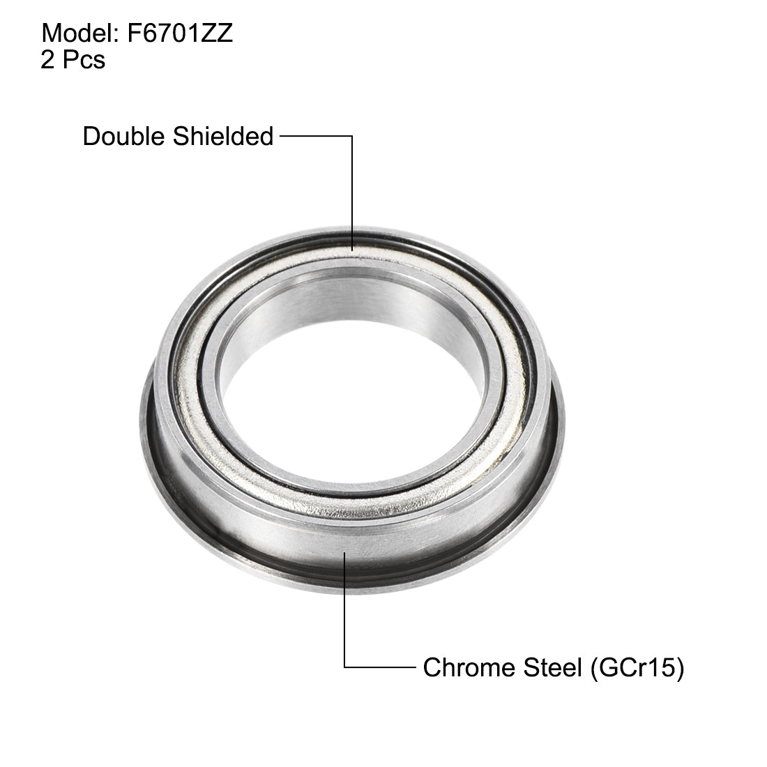 uxcell Uxcell F6701ZZ Flange Ball Bearing 12x18x4mm ABEC-3 Chrome Steel Bearings 2pcs