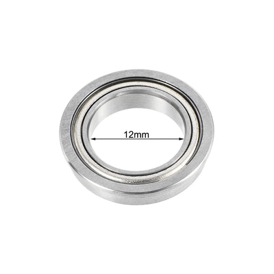 Harfington Uxcell F6701ZZ Flange Ball Bearing 12x18x4mm ABEC-3 Chrome Steel Bearings 2pcs