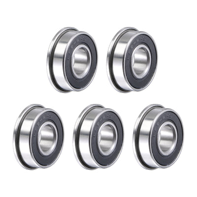 Harfington Uxcell FR6-2RS Flange Ball Bearing 3/8"x 7/8"x 9/32" Sealed Chrome Steel Miniature Ball Bearings 5pcs