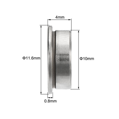 Harfington Uxcell SMF105ZZ Flange Ball Bearing 5x10x4mm Double Shielded 440c Stainless Steel Bearings 4pcs