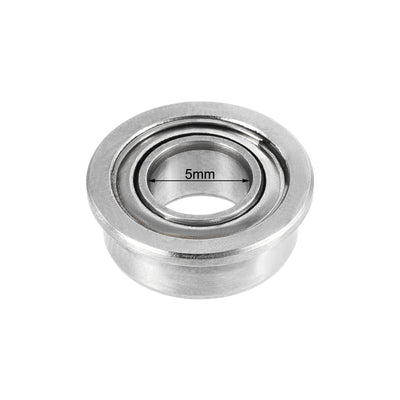 Harfington Uxcell SMF105ZZ Flange Ball Bearing 5x10x4mm Double Shielded 440c Stainless Steel Bearings 4pcs