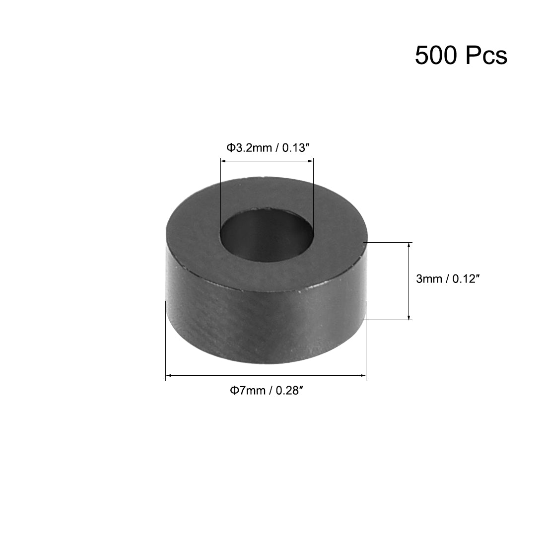 uxcell Uxcell ABS Round Spacer Washer Unthreaded Black 500Pcs, for 3D Printer TV Wall Mount Outlet Pegboard Motorbike