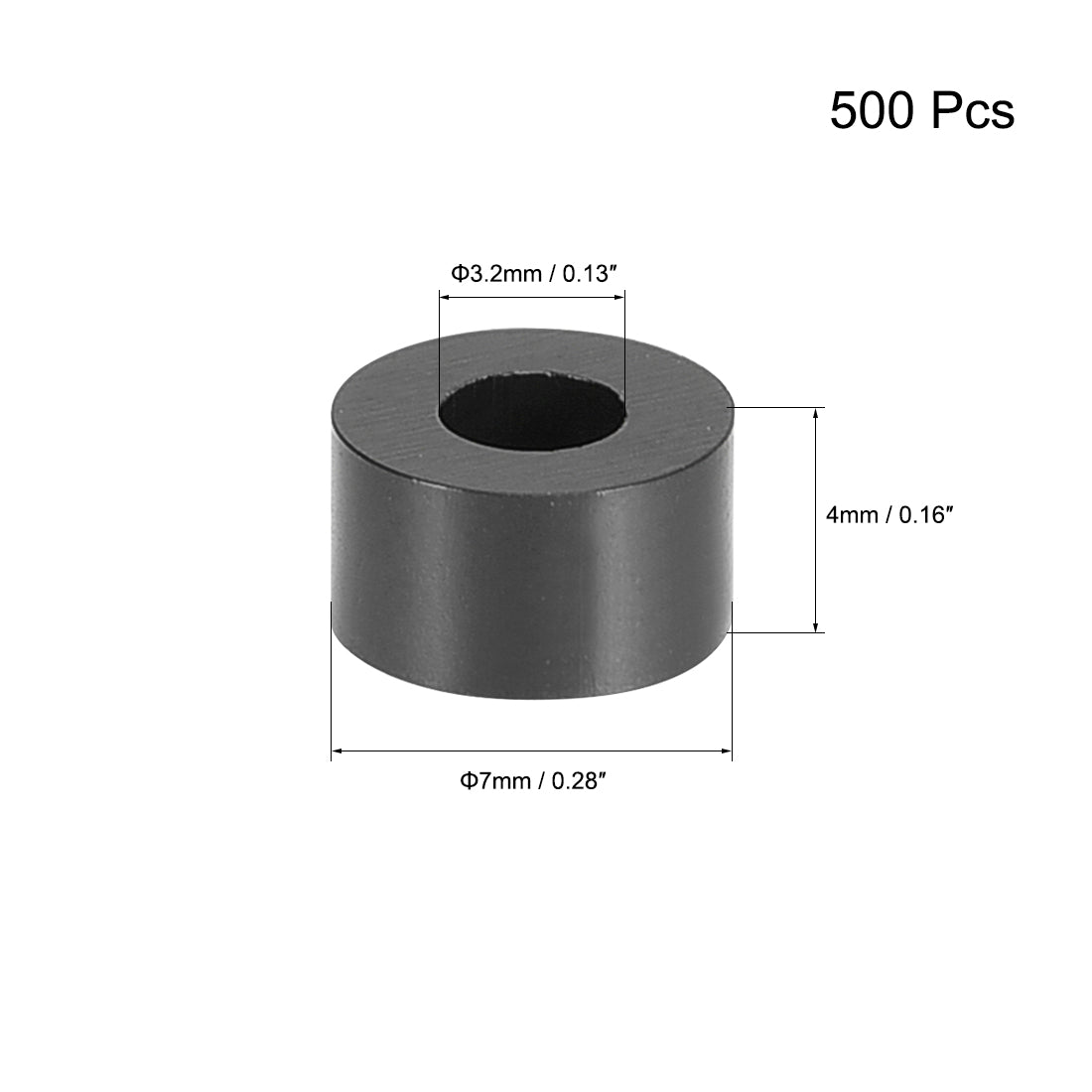 uxcell Uxcell ABS Round Spacer Washer Unthreaded Black 500Pcs, for 3D Printer TV Wall Mount Outlet Pegboard Motorbike