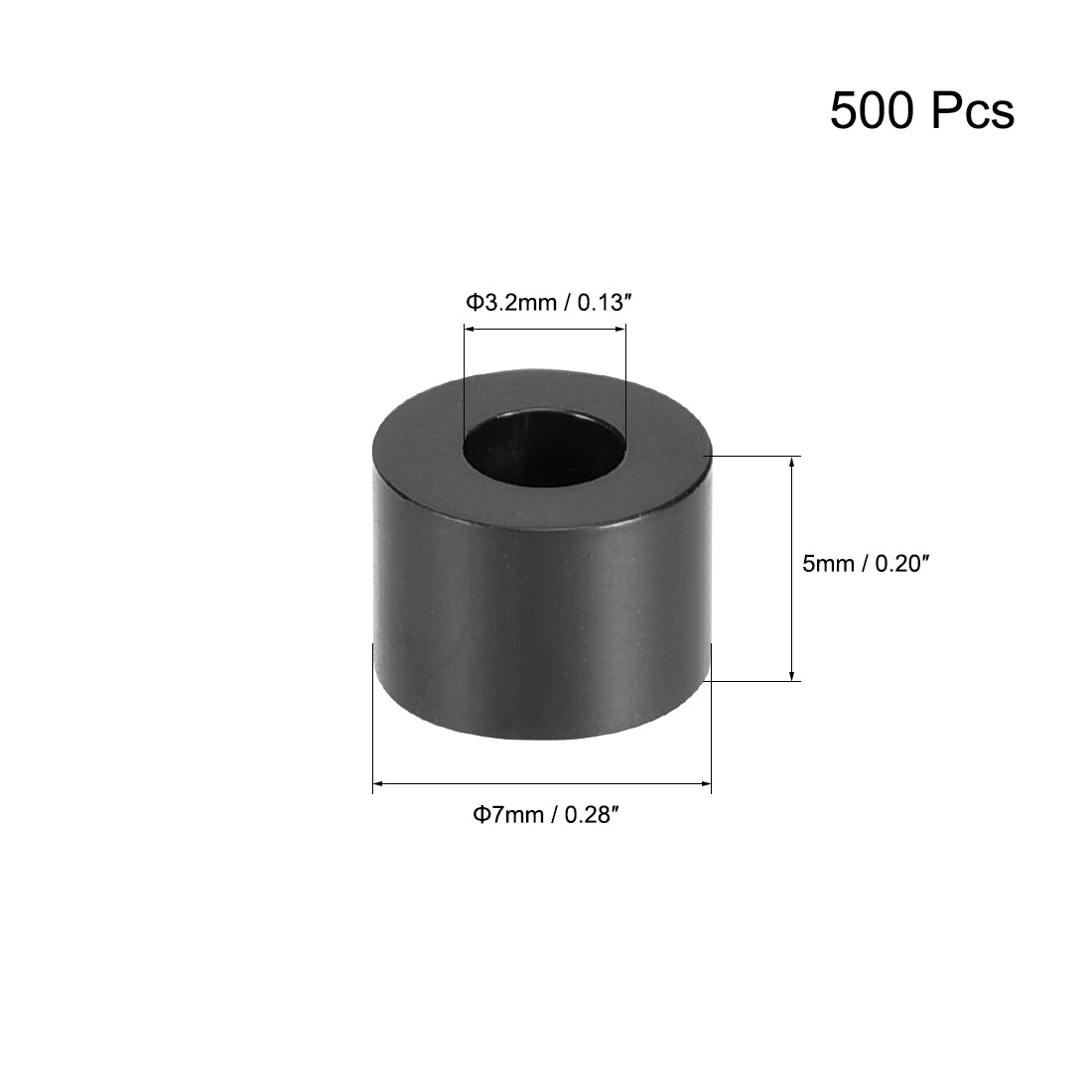 uxcell Uxcell ABS Round Spacer Washer Unthreaded Black 500Pcs, for 3D Printer TV Wall Mount Outlet Pegboard Motorbike