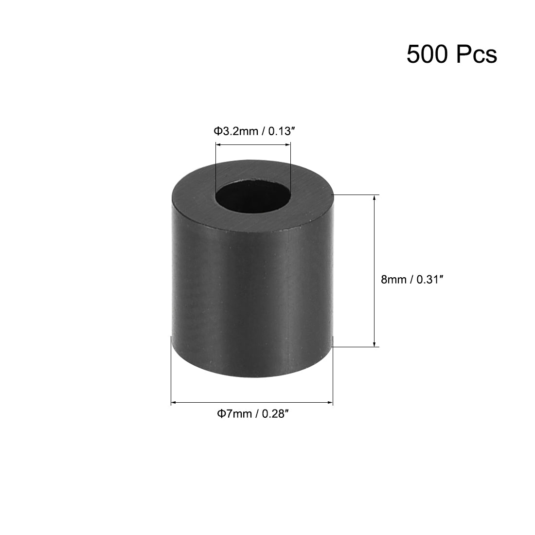 uxcell Uxcell ABS Round Spacer Washer Unthreaded Black 500Pcs, for 3D Printer TV Wall Mount Outlet Pegboard Motorbike