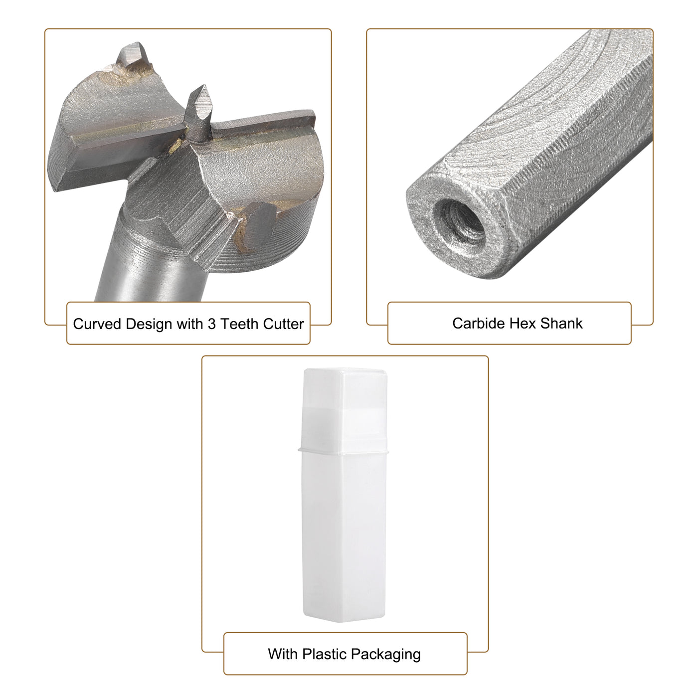 uxcell Uxcell Forstner Wood Boring Drill Bit 32mm Dia. Hole Saw Carbide Alloy Steel Tip Hex Shank Cutting Tool for Plywood Wood