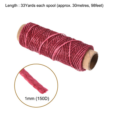 Harfington Uxcell 2pcs Leather Sewing Thread 33 Yards 150D/1mm Waxed Flat Cord (Violet)