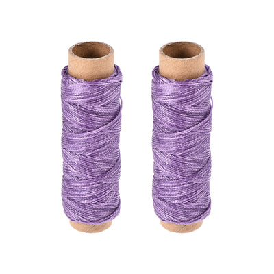 Harfington Uxcell 2pcs Leather Sewing Thread 33 Yards 150D/1mm Waxed Flat Cord (Violet)