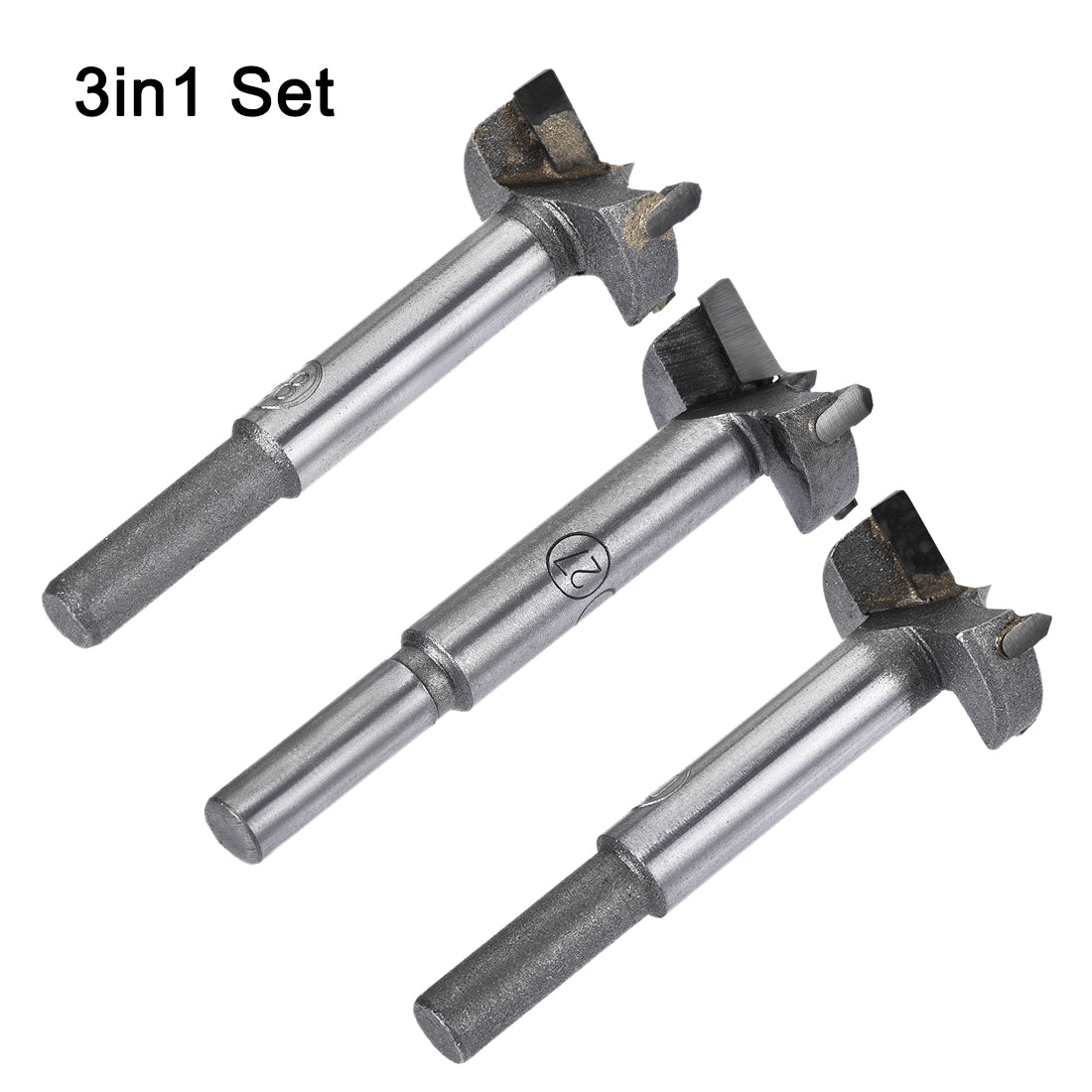 uxcell Uxcell Forstner Wood Boring Drill Bits 27mm 28mm 30mm Dia. Hole Saw Carbide AlloySteel Tip Round Shank Cutting for Hinge Plywood Wood Tool 3in1 Set