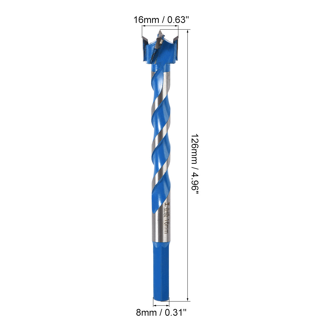 uxcell Uxcell Forstner Wood Boring Drill Bit 16mm Dia. Hole Saw Carbide Alloy Steel Tip Hex Shank Cutting for Hinge Plywood Wood Tool Blue