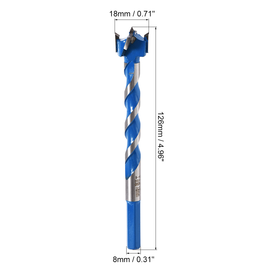 uxcell Uxcell Forstner Wood Boring Drill Bit 18mm Dia. Hole Saw Carbide Alloy Steel Tip Hex Shank Cutting for Hinge Plywood Wood Tool Blue