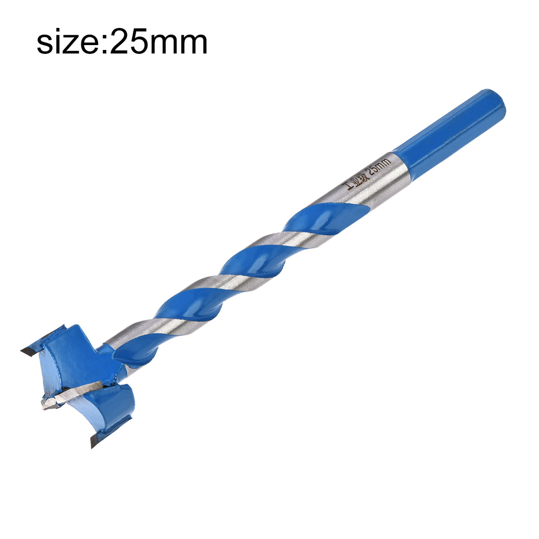 uxcell Uxcell Forstner Wood Boring Drill Bit 25mm Dia. Hole Saw Carbide Alloy Steel Tip Hex Shank Cutting for Hinge Plywood Wood Tool Blue