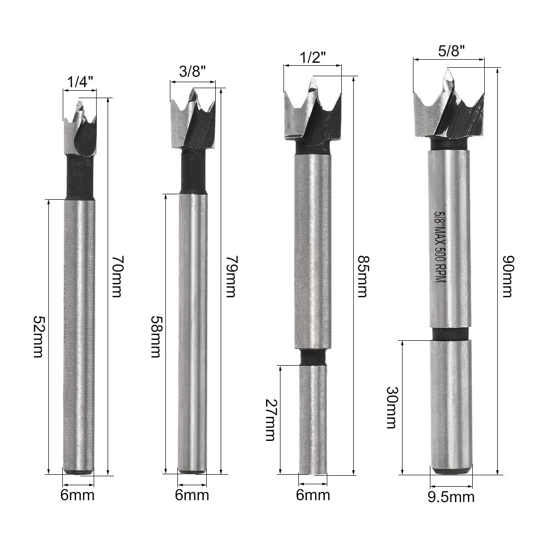 uxcell Uxcell Forstner Wood Boring Drill Bit, Hole Puncher, 1/4" - 1"  Diameter, for Woodworking, 7 in 1 Set