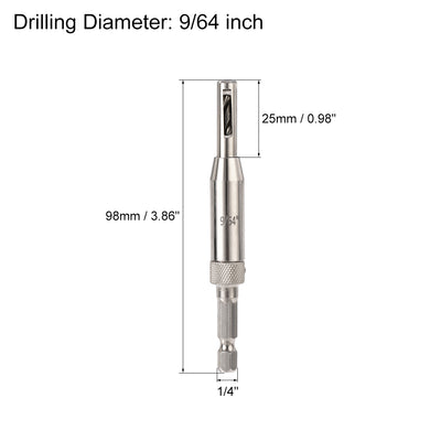 Harfington Uxcell Self Centering Hinge Tapper Core Drill Bit, Hole Puncher, 9/64 Diameter, for Woodworking, Silver