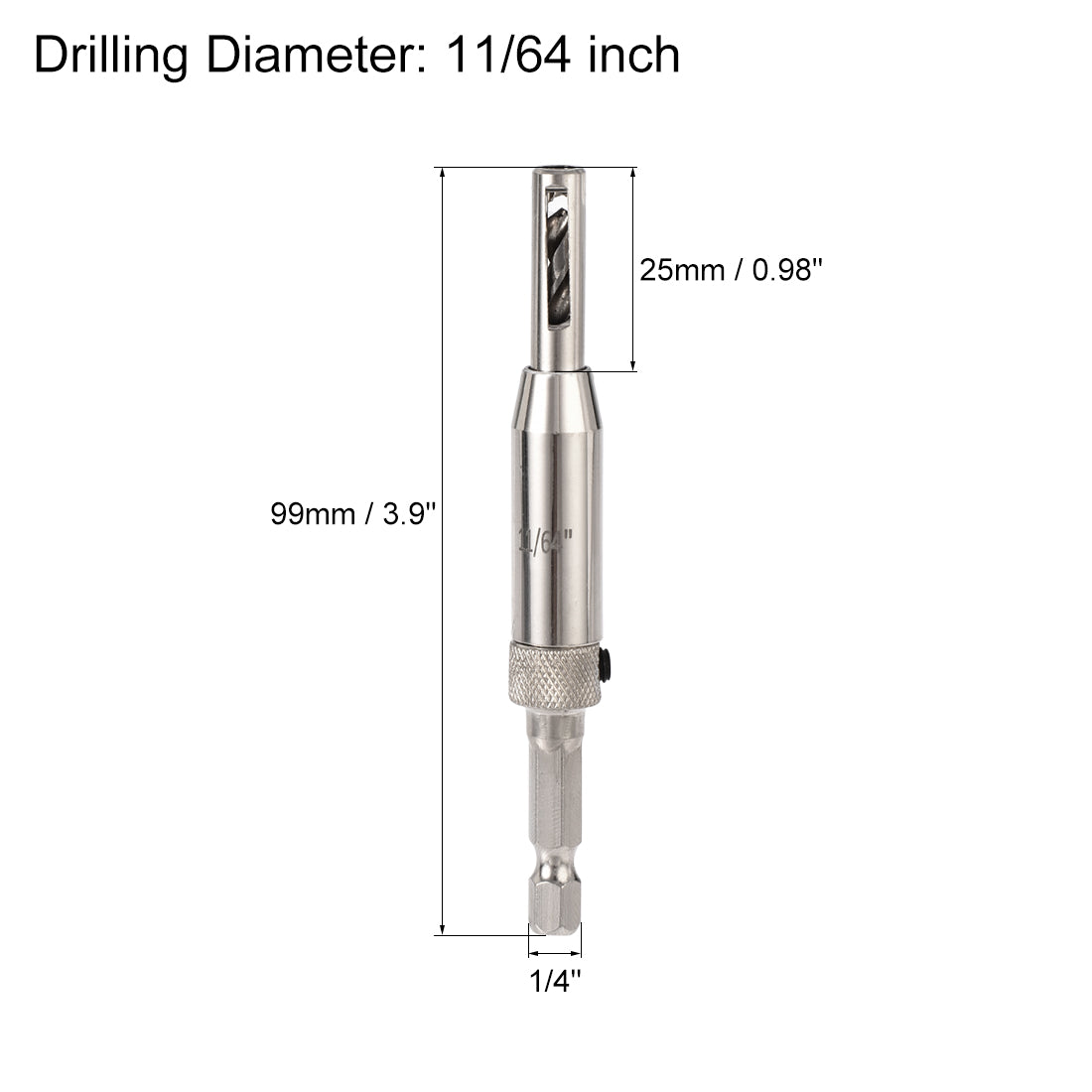 uxcell Uxcell Self Centering Hinge Tapper Core Drill Bit, Hole Puncher, 11/64 Diameter, for Woodworking, Silver