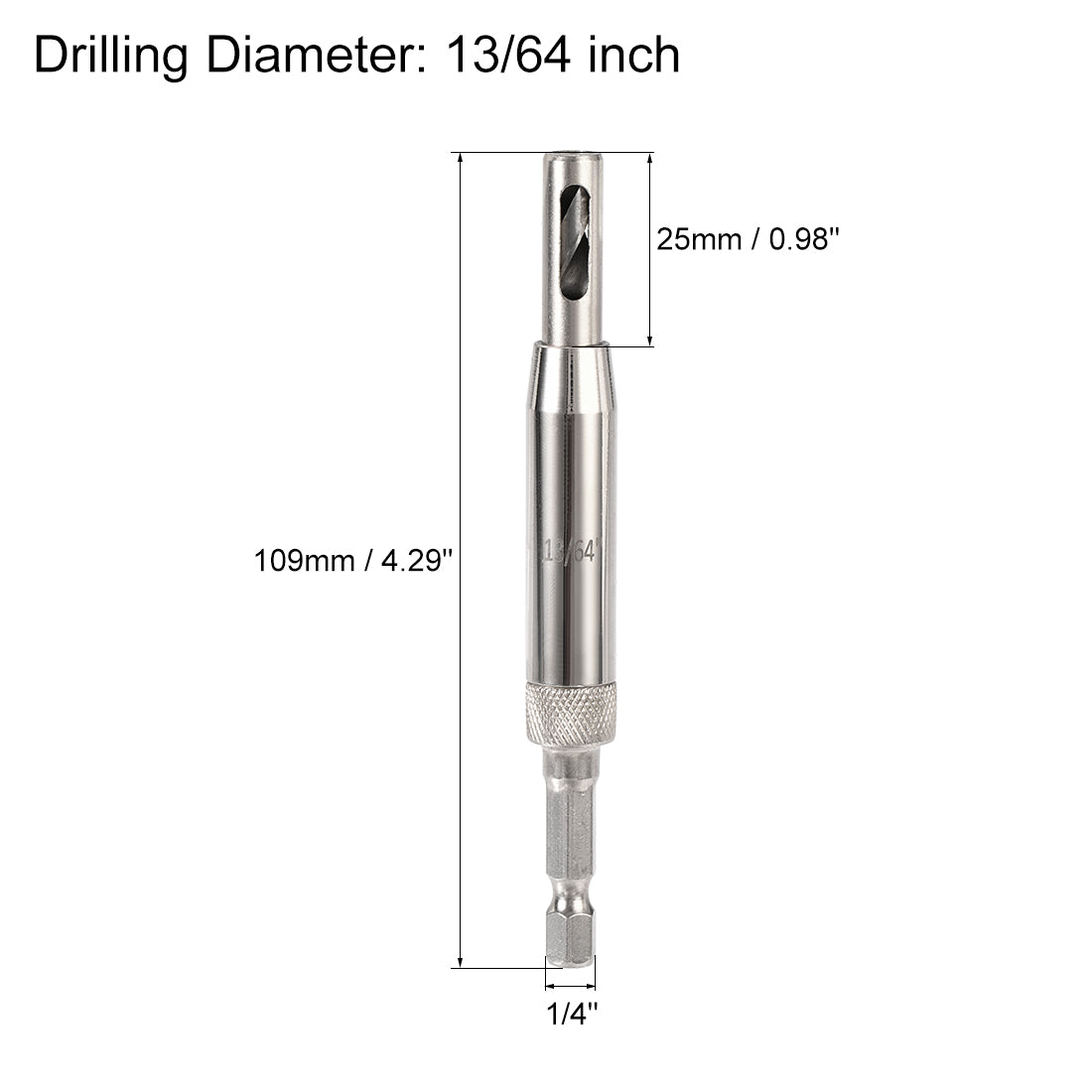 uxcell Uxcell Self Centering Hinge Tapper Core Drill Bit, Hole Puncher, 13/64 Diameter, for Woodworking, Silver