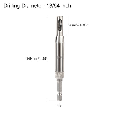 Harfington Uxcell Self Centering Hinge Tapper Core Drill Bit, Hole Puncher, 13/64 Diameter, for Woodworking, Silver