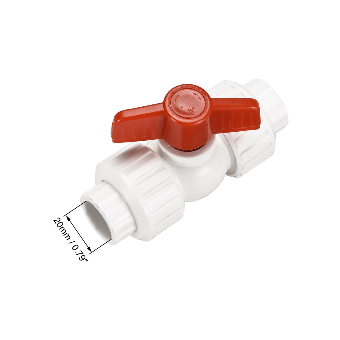 Uxcell Uxcell Double Union Ball Valve, 24mm Inner Diameter, Socket Type, PPR White Red 2Pcs