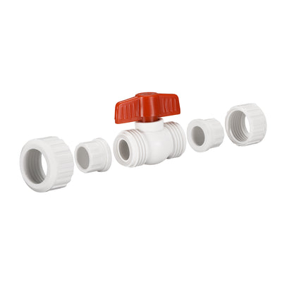 Harfington Uxcell Double Union Ball Valve, 24mm Inner Diameter, Socket Type, PPR White Red 2Pcs