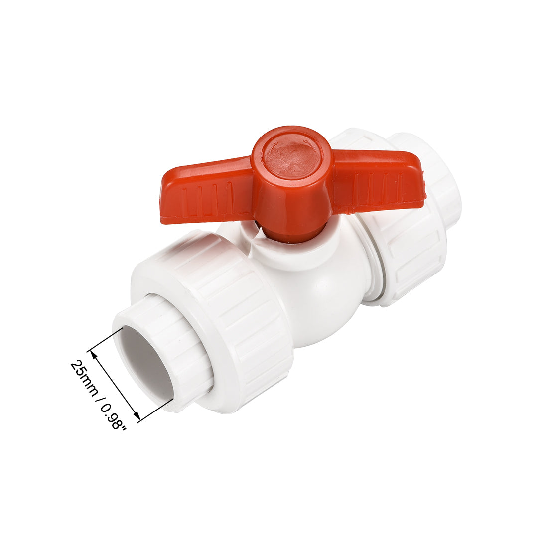 Uxcell Uxcell Double Union Ball Valve, 24mm Inner Diameter, Socket Type, PPR White Red 2Pcs