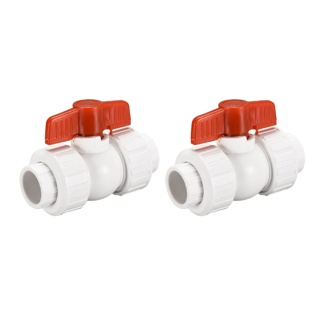 Uxcell Uxcell Double Union Ball Valve, 24mm Inner Diameter, Socket Type, PPR White Red 2Pcs