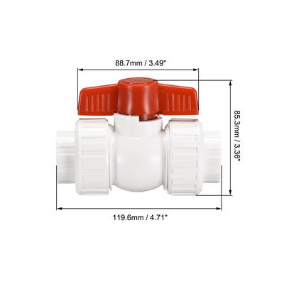 Harfington Uxcell Double Union Ball Valve, 24mm Inner Diameter, Socket Type, PPR White Red 2Pcs